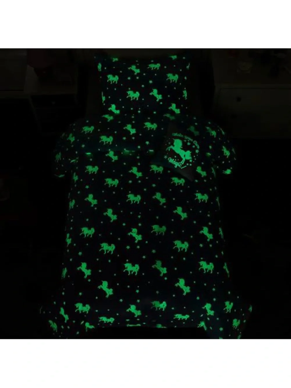 Glow-in-the-Dark Unicorn Twin Comforter Set - Lavender & Light Blue